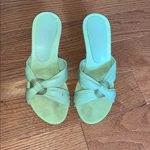 Green strappy sandals